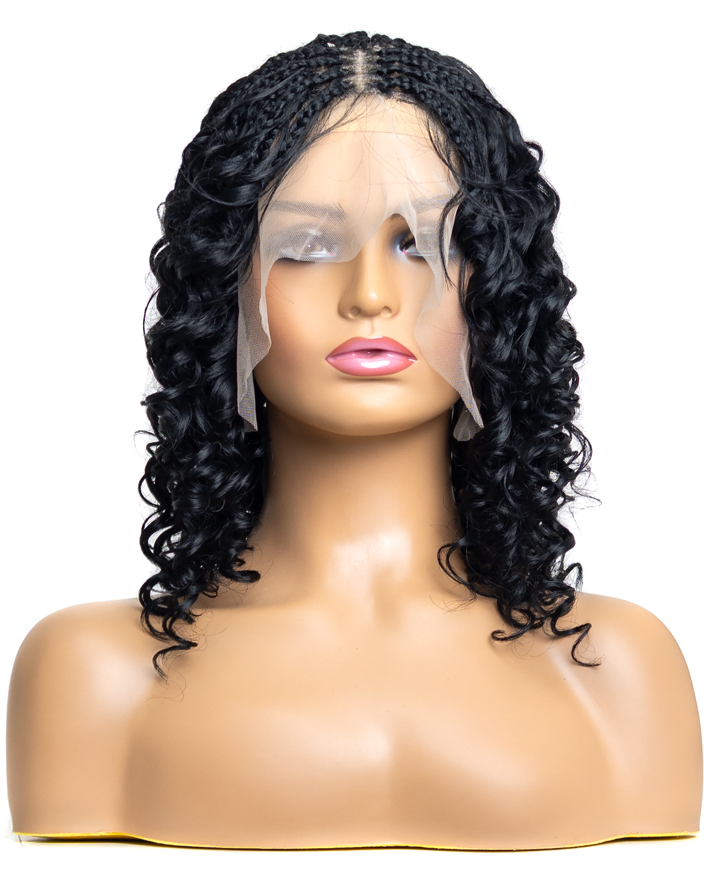 PIB 12" Single Full Lace Braid Wig- Cherry Deep Wave Braid Wig for Black Women, Curly Hair Wig
