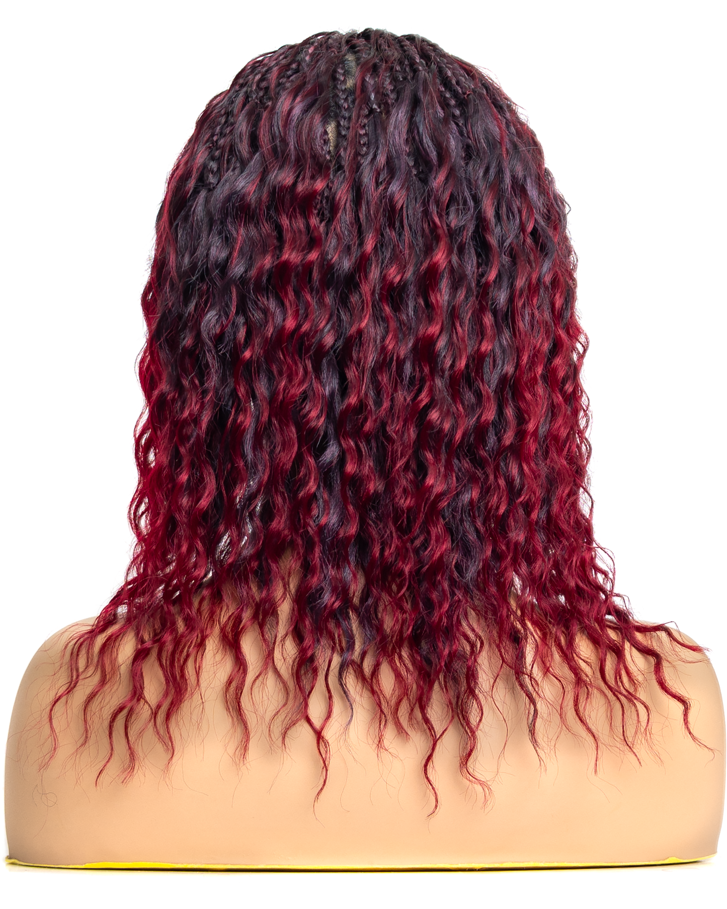 PIB 12" Single Full Lace Braid Wig- Cherry Peruvian Wave Braid Wig for Black Women, Curly Hair Wig