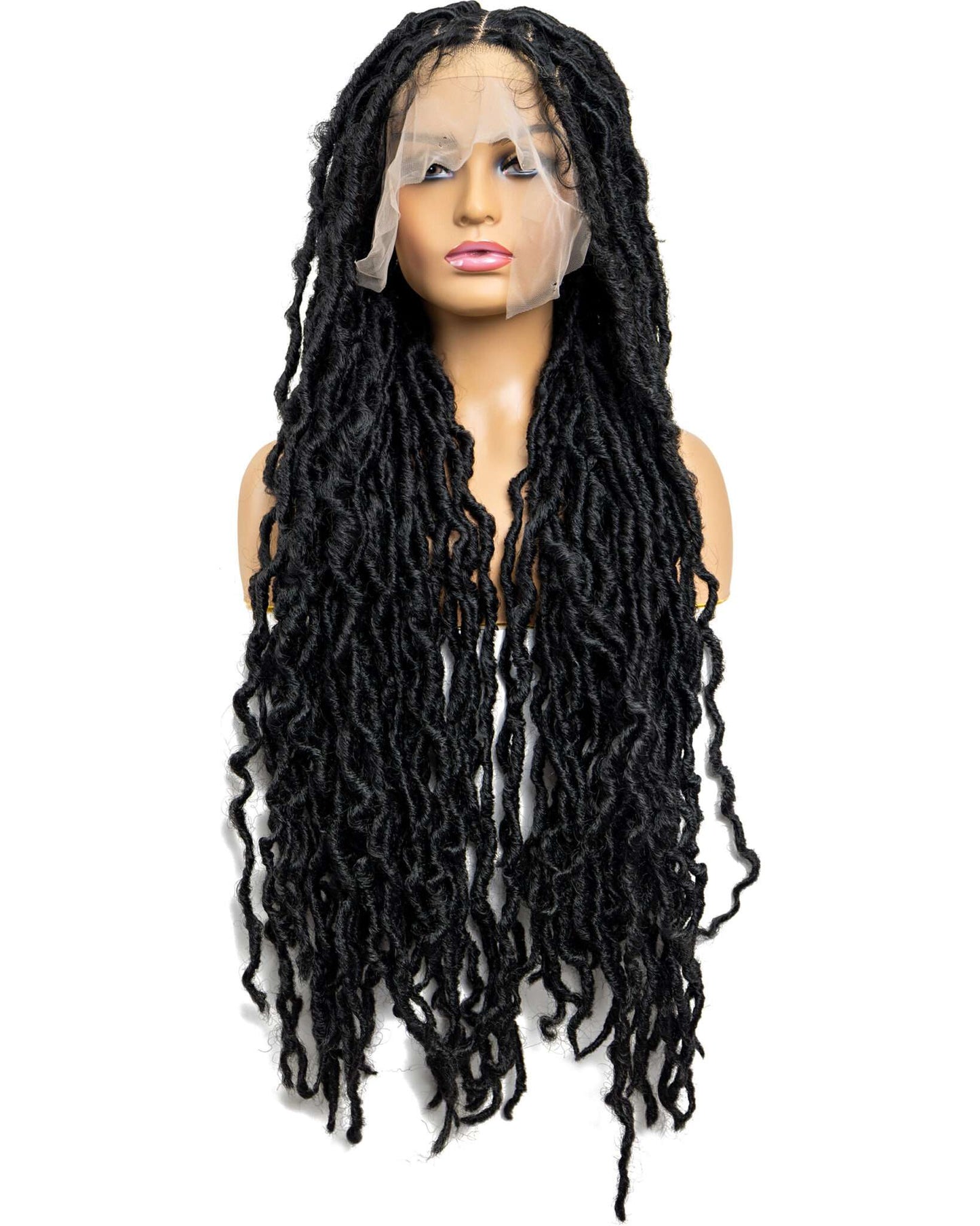 Knotless Loc Braided Full Lace Wig in natural color with HD transparent lace