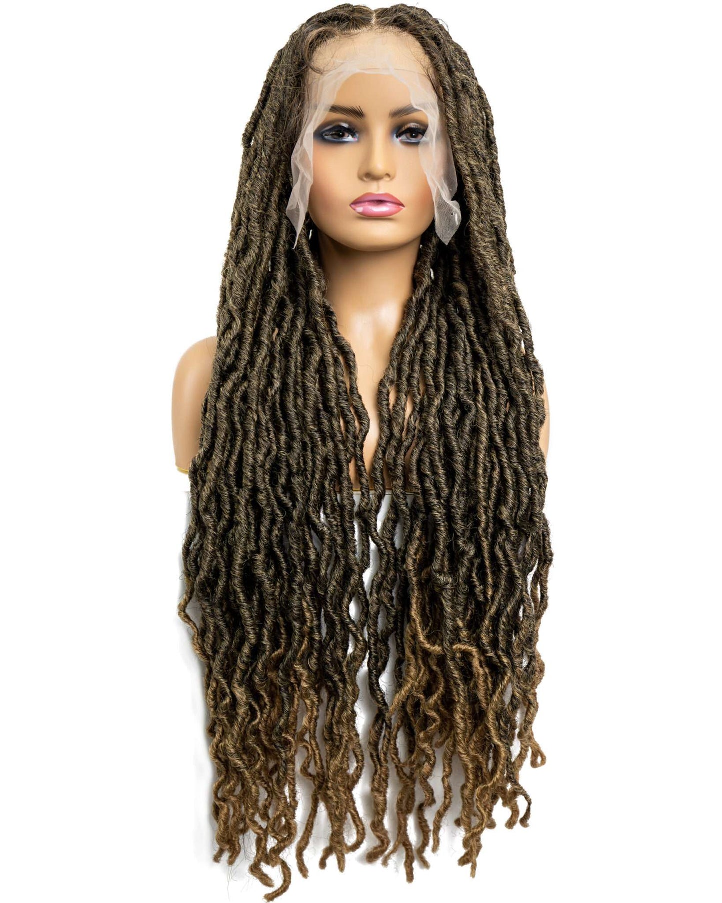 Knotless Loc Braided Full Lace Wig in natural color with HD transparent lace