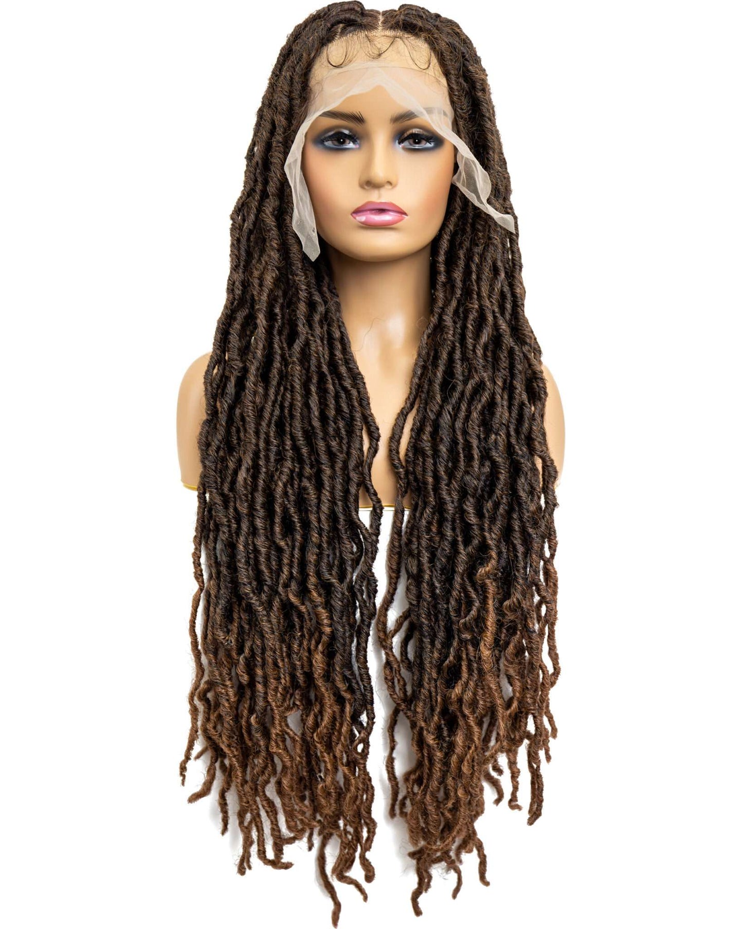 Knotless Loc Braided Full Lace Wig in natural color with HD transparent lace