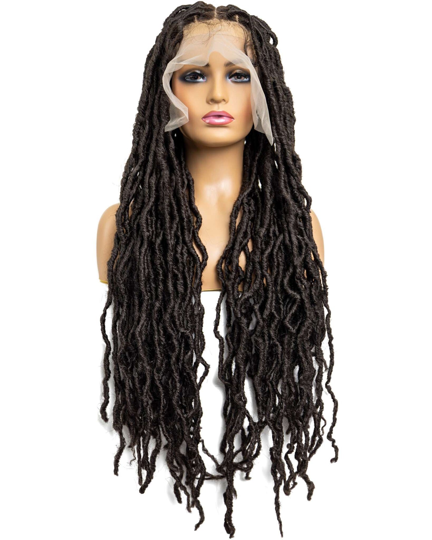 Knotless Loc Braided Full Lace Wig in natural color with HD transparent lace