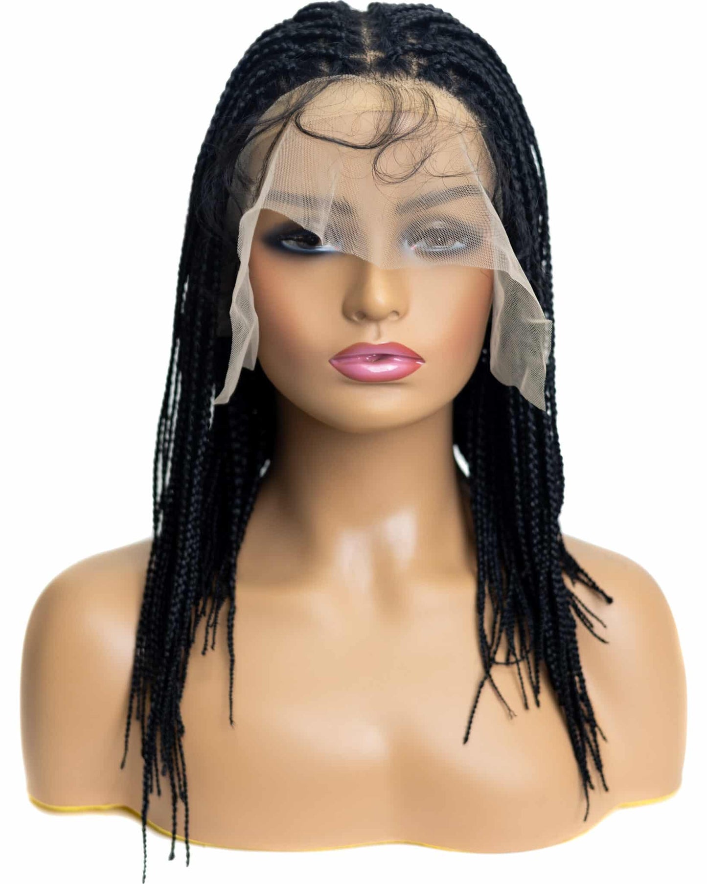 Knotless Box Braid 12-inch Full Lace Wig in natural color with HD transparent lace