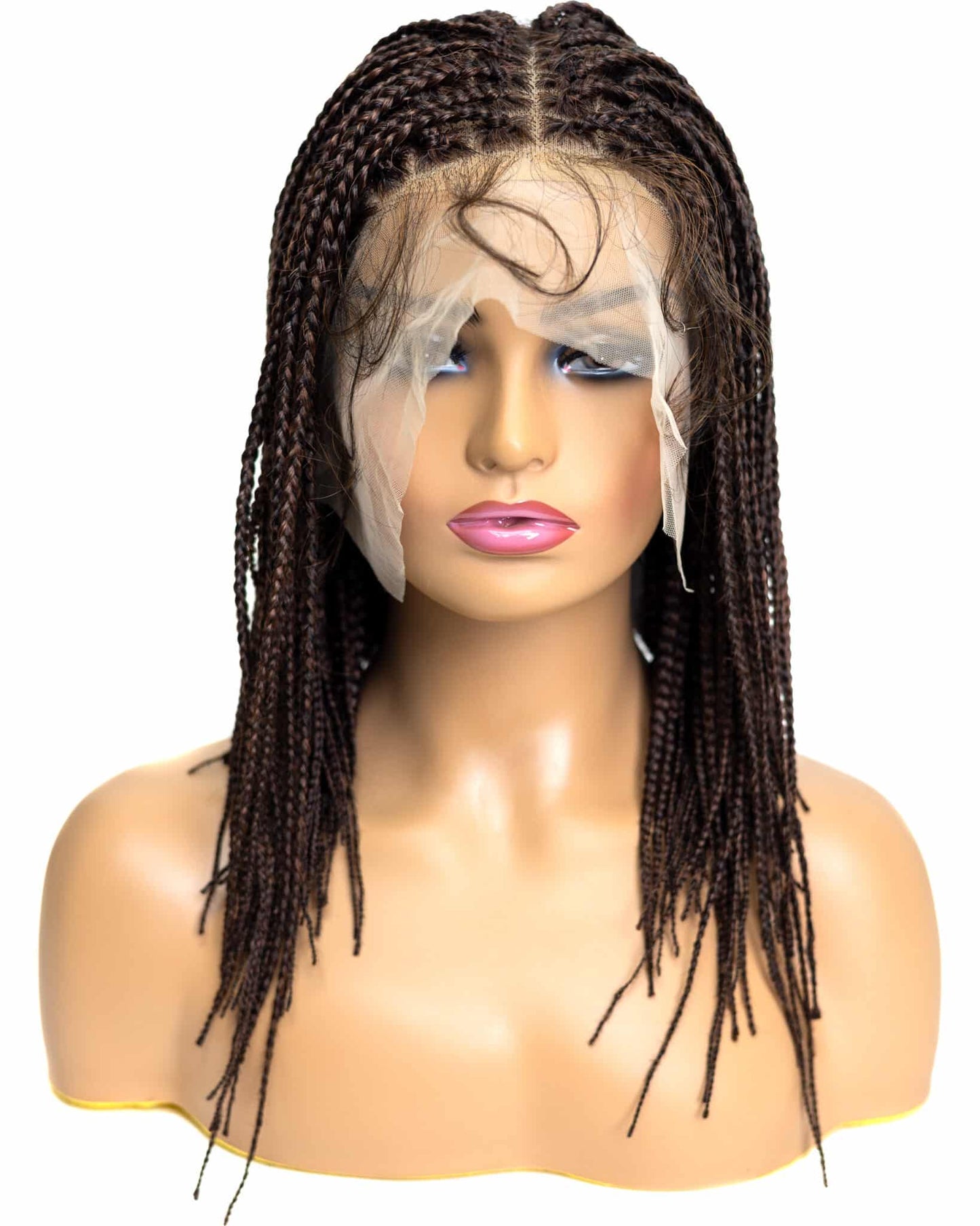 Knotless Box Braid 12-inch Full Lace Wig in natural color with HD transparent lace
