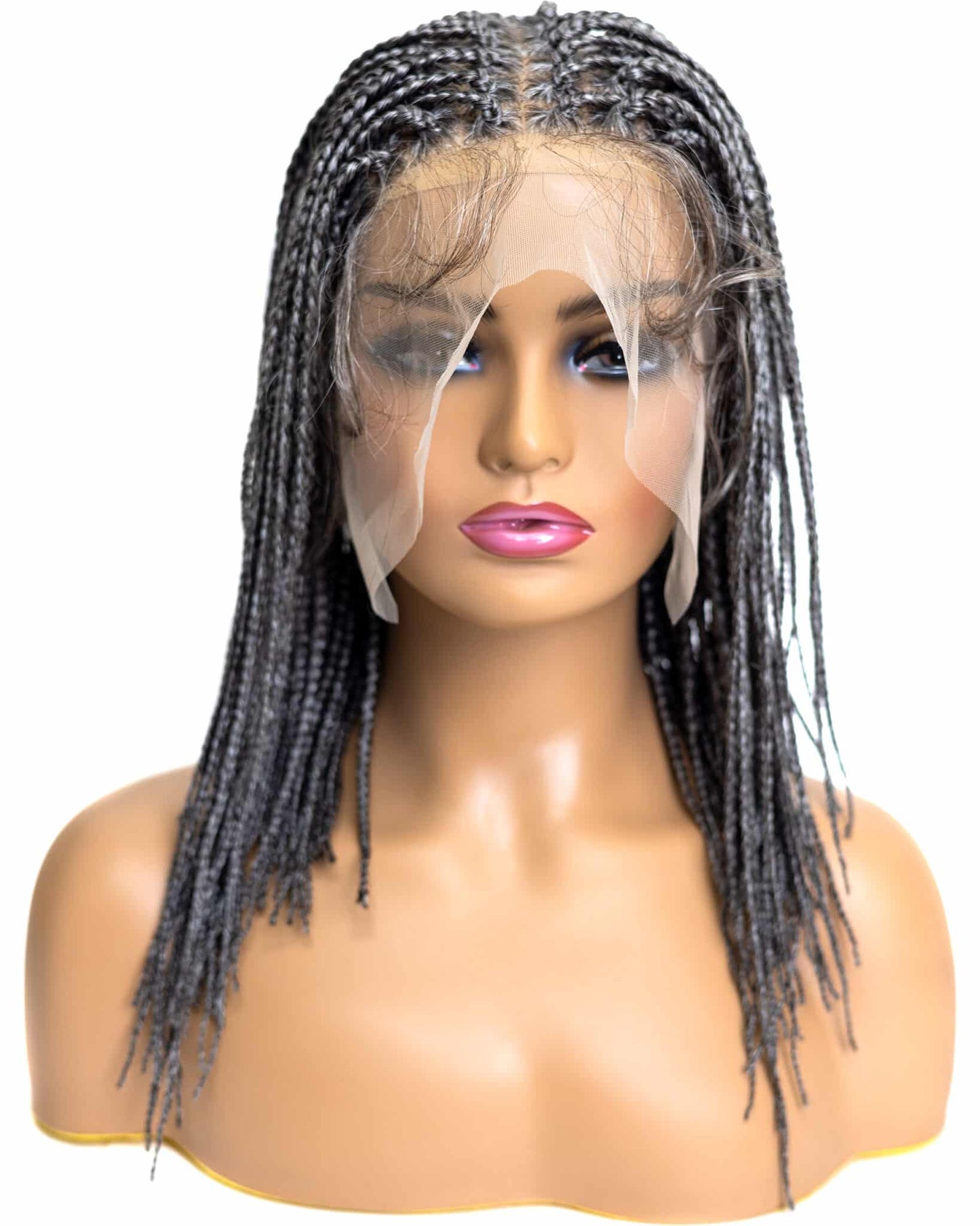 Knotless Box Braid 12-inch Full Lace Wig in natural color with HD transparent lace