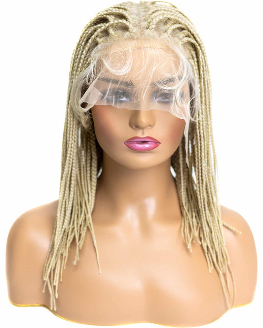 Knotless Box Braid 12-inch Full Lace Wig in natural color with HD transparent lace