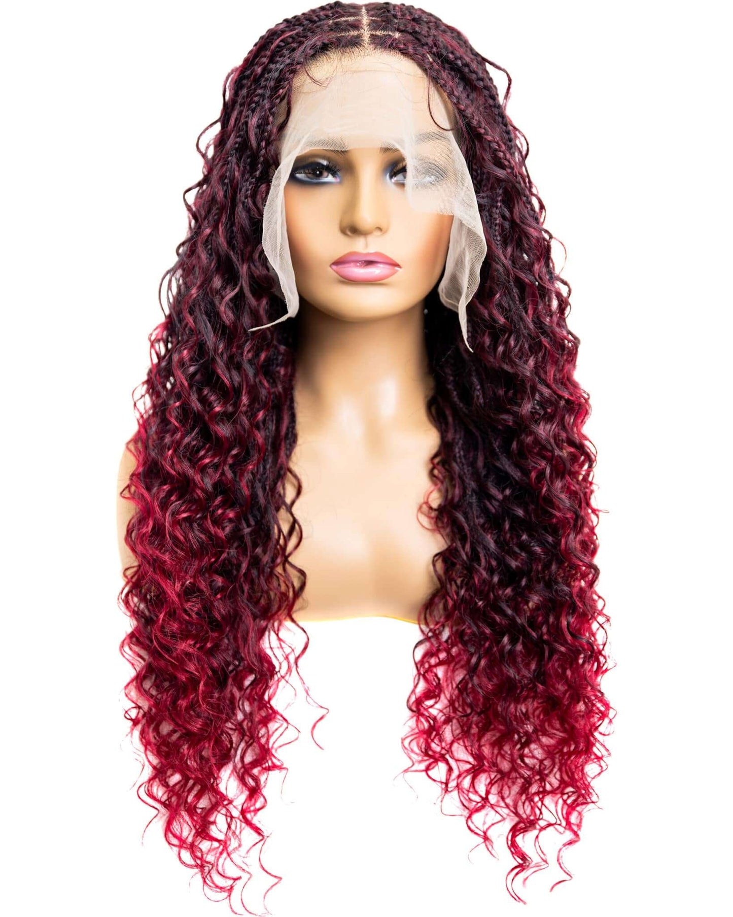 Knotless Micro Deep Wave Braid 24-inch Full Lace Wig in natural color with HD transparent lace