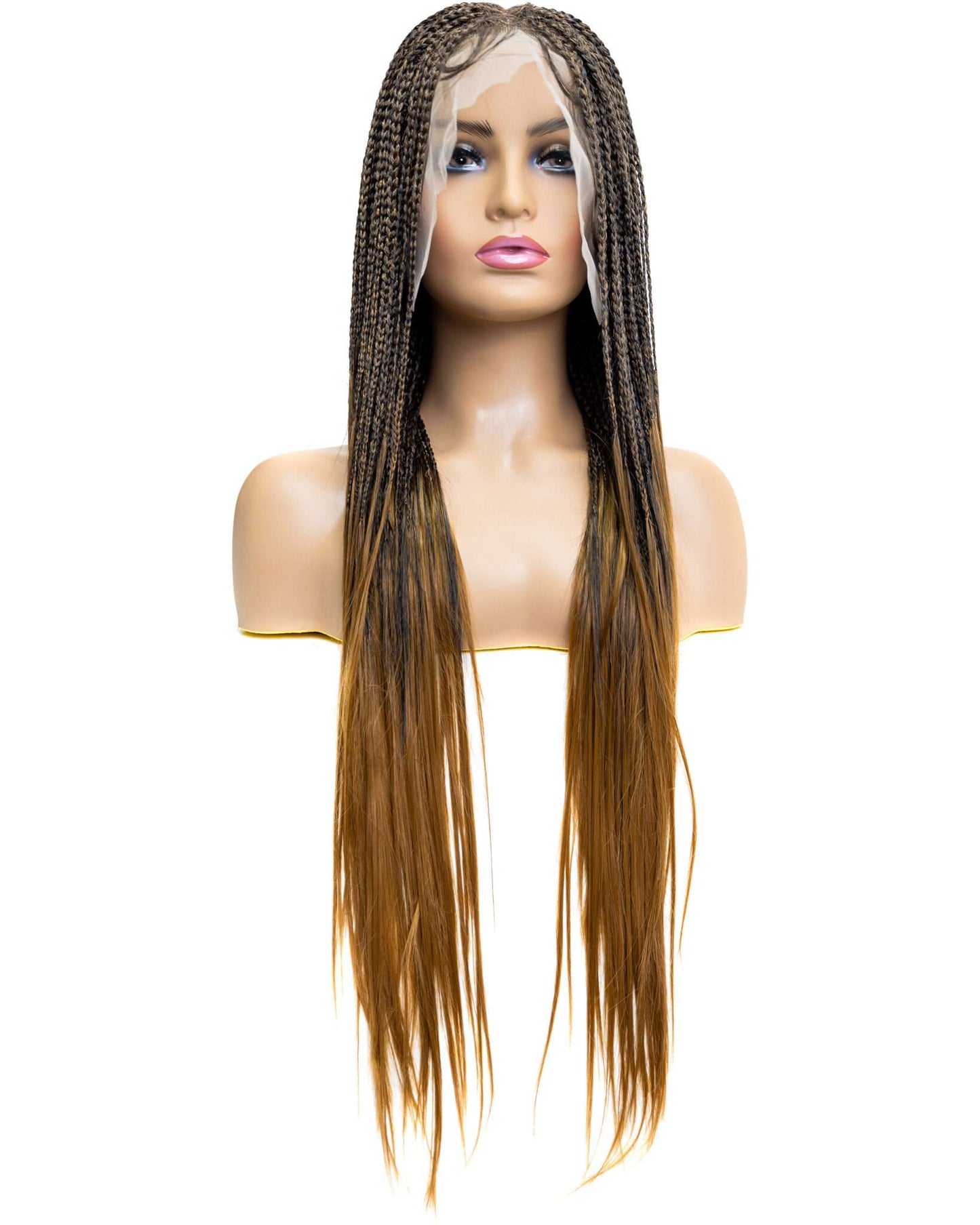 Knotless Micro Silky Straight Braid 30-inch Full Lace Wig in natural color with HD transparent lace