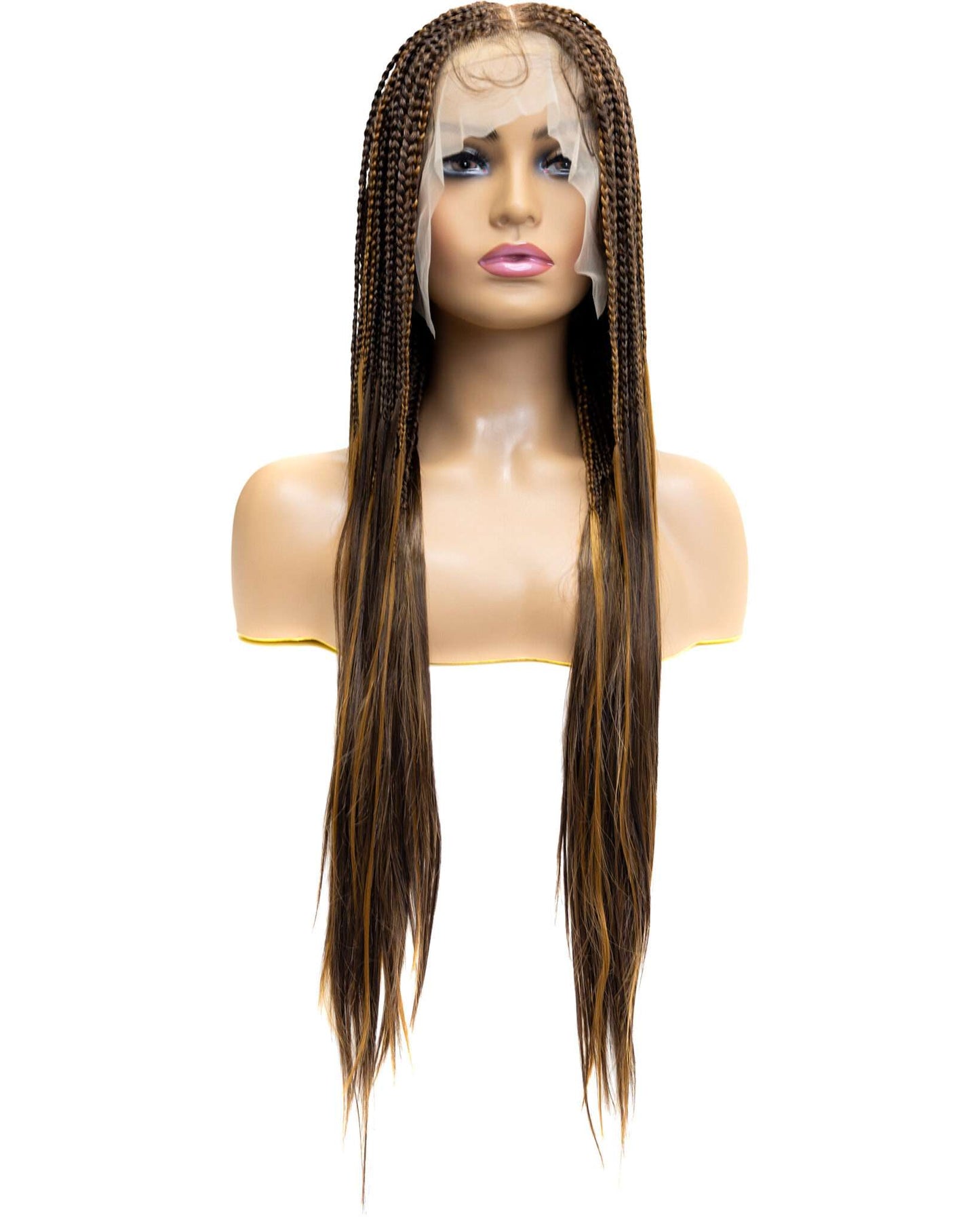 Knotless Micro Silky Straight Braid 30-inch Full Lace Wig in natural color with HD transparent lace