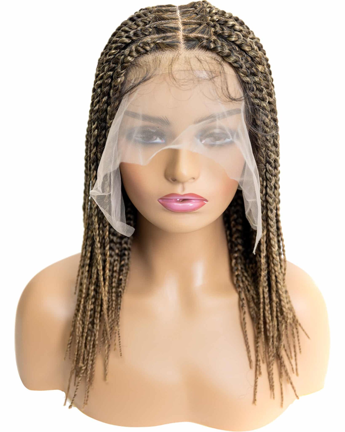 Knotless Box Braid 12-inch Full Lace Wig in natural color with HD transparent lace