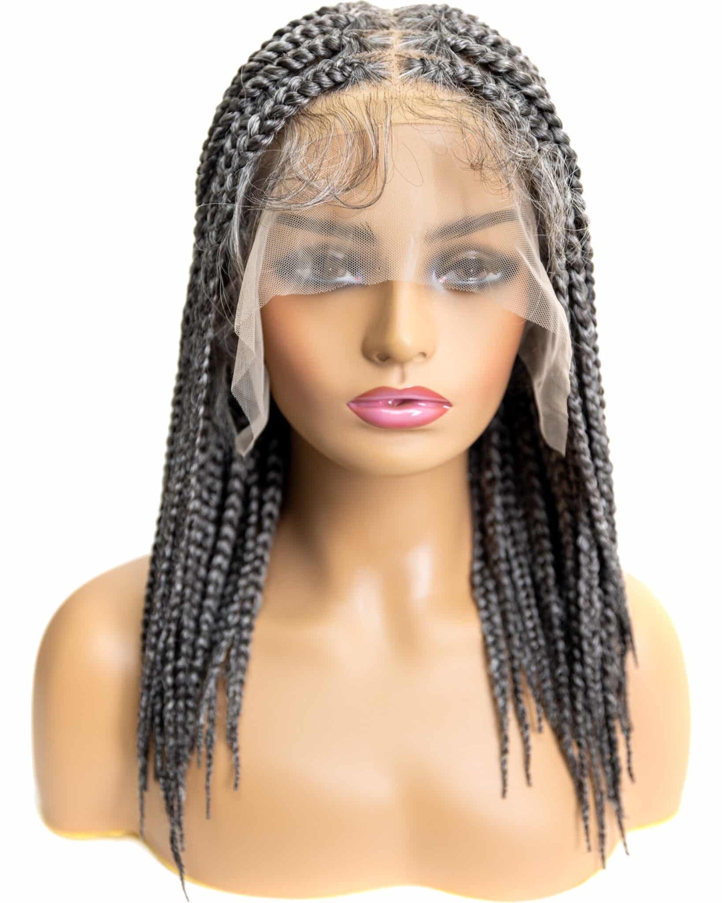 Knotless Box Braid 12-inch Full Lace Wig in natural color with HD transparent lace