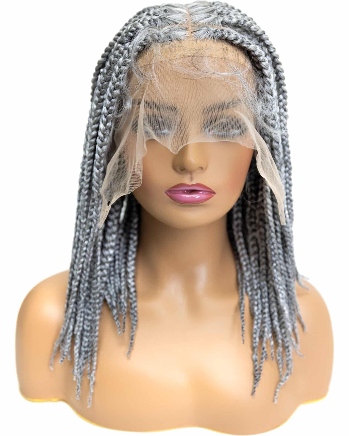 Knotless Box Braid 12-inch Full Lace Wig in natural color with HD transparent lace