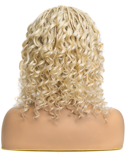 PIB 12" Single Full Lace Braid Wig- Cherry Deep Wave Braid Wig for Black Women, Curly Hair Wig