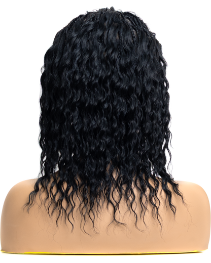 PIB 12" Single Full Lace Braid Wig- Cherry Peruvian Wave Braid Wig for Black Women, Curly Hair Wig
