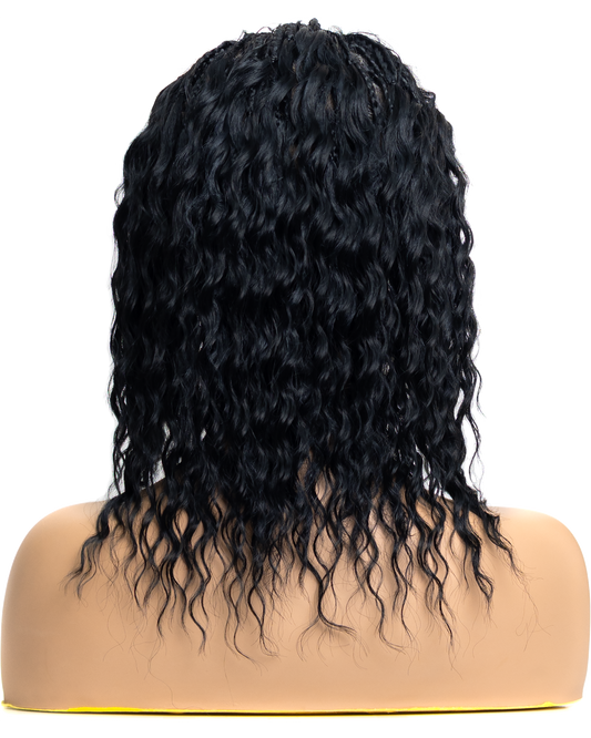 PIB 12" Single Full Lace Braid Wig- Cherry Peruvian Wave Braid Wig for Black Women, Curly Hair Wig