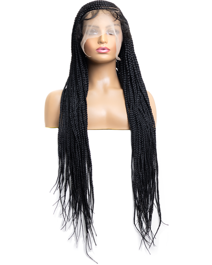PIB 32" Single Full Lace Braid Wig- Cherry Yo Fulani Braid Wig for Black Women, Curly Hair Wig