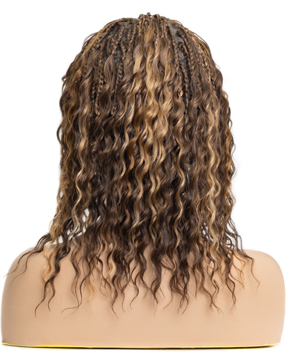 PIB 12" Single Full Lace Braid Wig- Cherry Peruvian Wave Braid Wig for Black Women, Curly Hair Wig