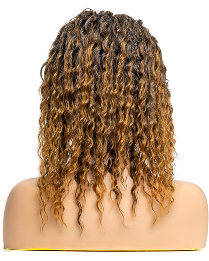 PIB 12" Single Full Lace Braid Wig- Cherry Peruvian Wave Braid Wig for Black Women, Curly Hair Wig
