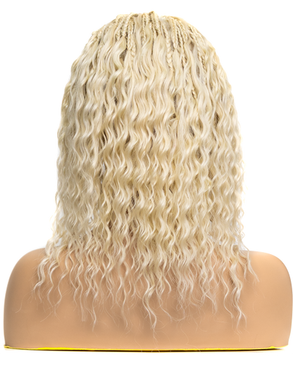 PIB 12" Single Full Lace Braid Wig- Cherry Peruvian Wave Braid Wig for Black Women, Curly Hair Wig