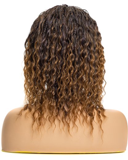 PIB 12" Single Full Lace Braid Wig- Cherry Peruvian Wave Braid Wig for Black Women, Curly Hair Wig