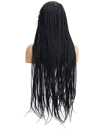 PIB 32" Single Full Lace Braid Wig- Cherry Yo Fulani Braid Wig for Black Women, Curly Hair Wig