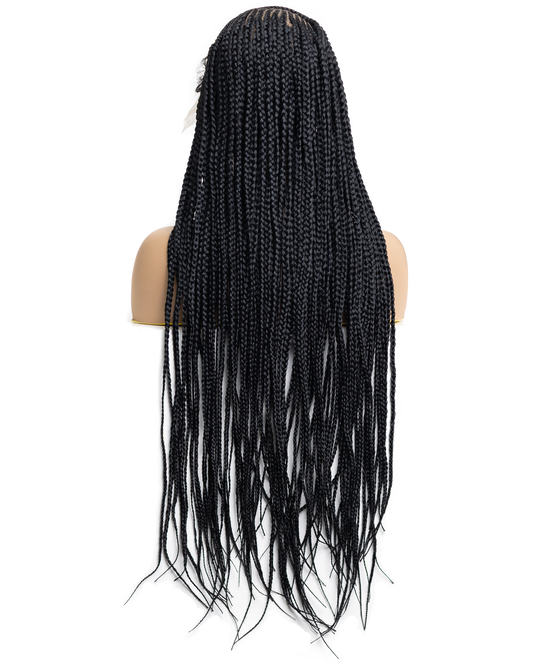 PIB 32" Single Full Lace Braid Wig- Cherry Yo Fulani Braid Wig for Black Women, Curly Hair Wig