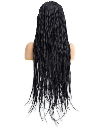 PIB 32" Single Full Lace Braid Wig- Cherry Yo Fulani Braid Wig for Black Women, Curly Hair Wig