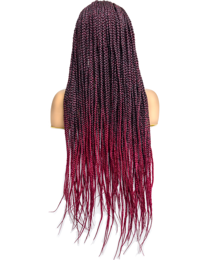 PIB 32" Single Full Lace Braid Wig- Cherry Yo Fulani Braid Wig for Black Women, Curly Hair Wig
