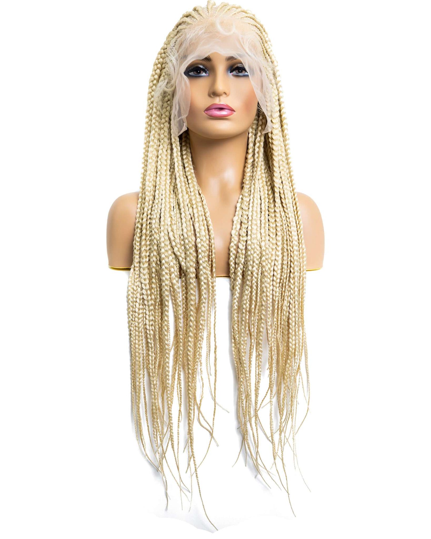 Knotless Fulani Box Braid Full Lace Wig in natural color with HD transparent lace