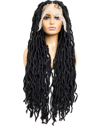 Knotless Loc Braided Full Lace Wig in natural color with HD transparent lace