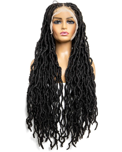 Knotless Loc Braided Full Lace Wig in natural color with HD transparent lace