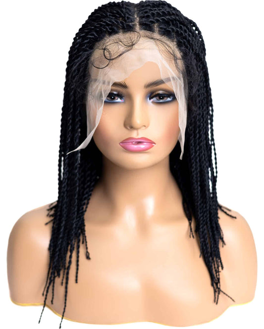 Knotless Micro Senegal Twist Braid 12" Braided Full Lace Wig