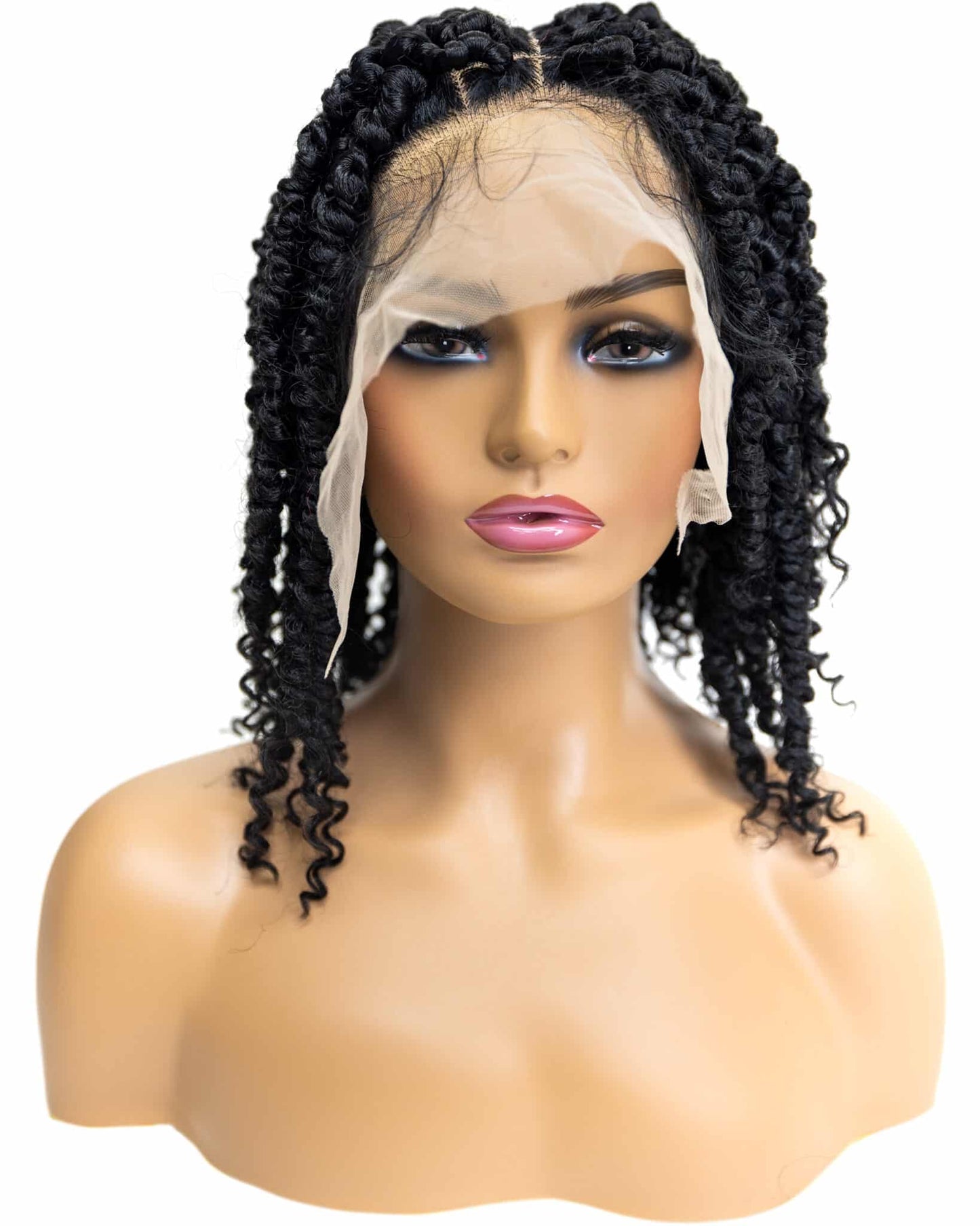 Knotless Passion Twist 12-inch Full Lace Wig in natural color with HD transparent lace