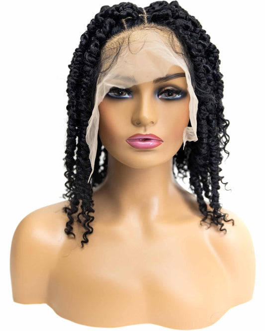 Knotless Passion Twist 12-inch Full Lace Wig in natural color with HD transparent lace