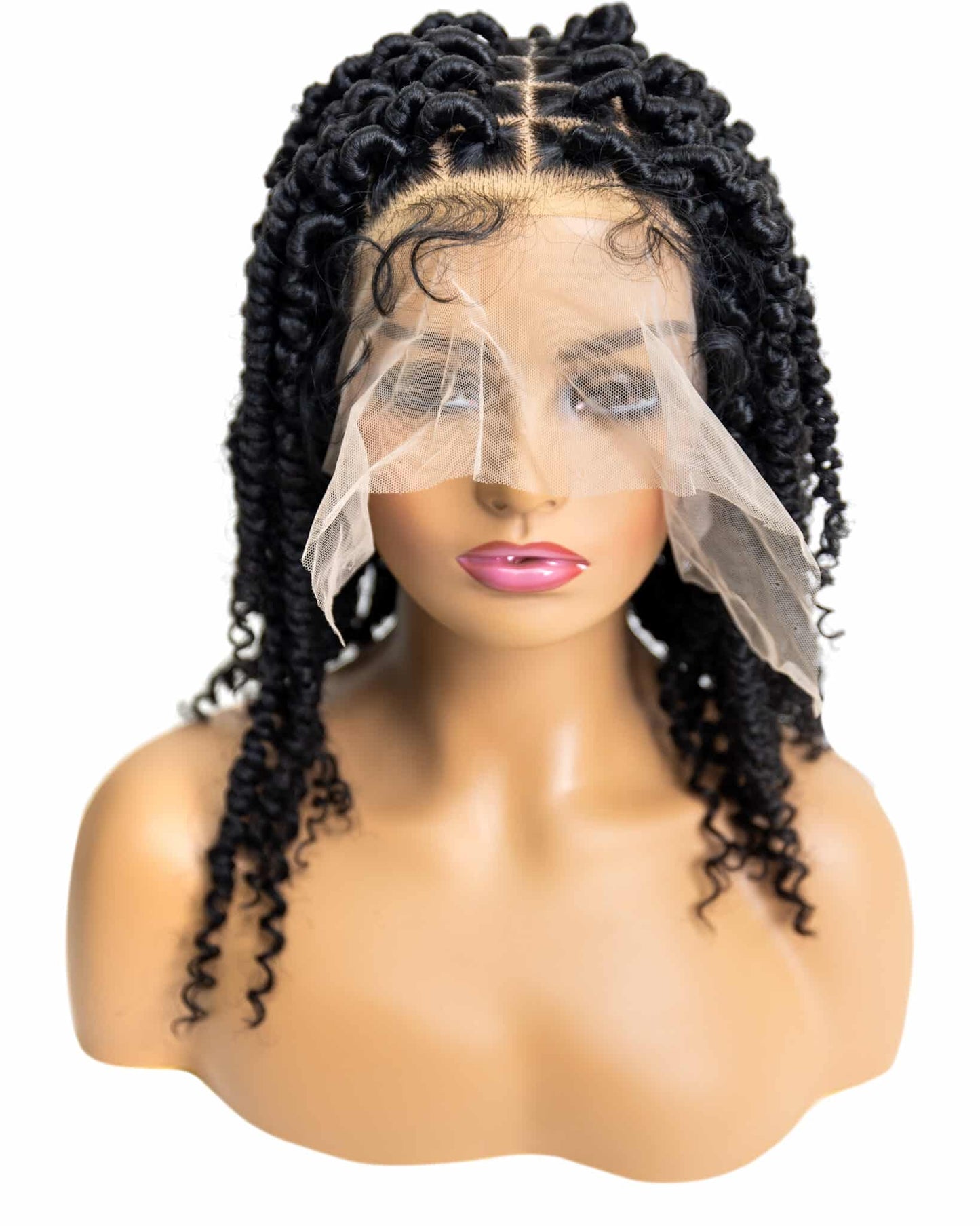 Knotless Passion Twist 12-inch Full Lace Wig in natural color with HD transparent lace