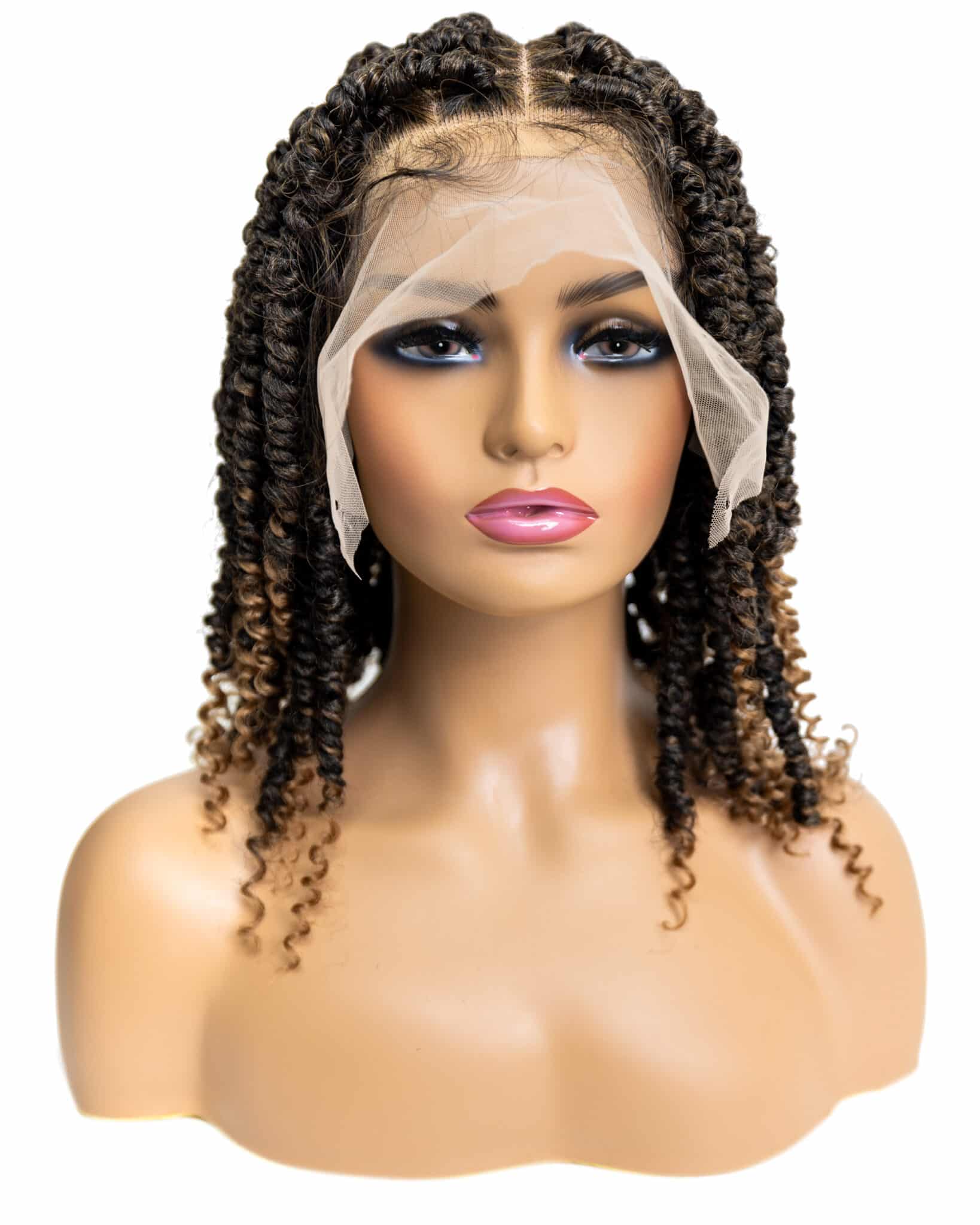 Knotless Passion Twist 12-inch Full Lace Wig in natural color with HD transparent lace