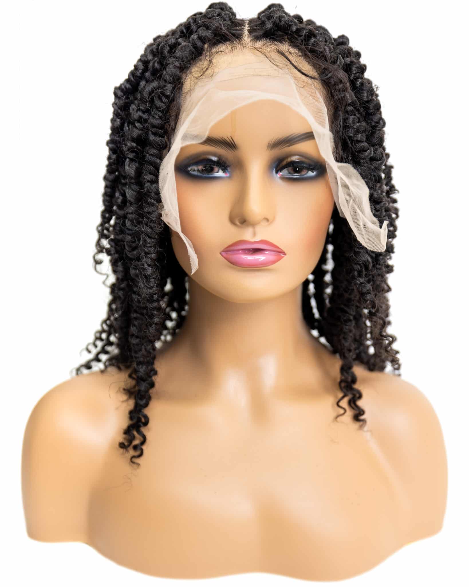 Knotless Passion Twist 12-inch Full Lace Wig in natural color with HD transparent lace