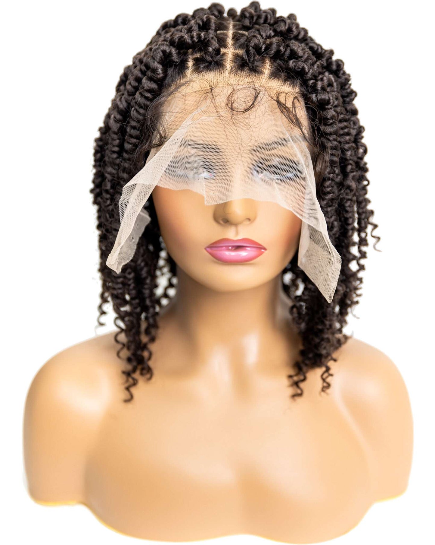 Knotless Passion Twist 12-inch Full Lace Wig in natural color with HD transparent lace