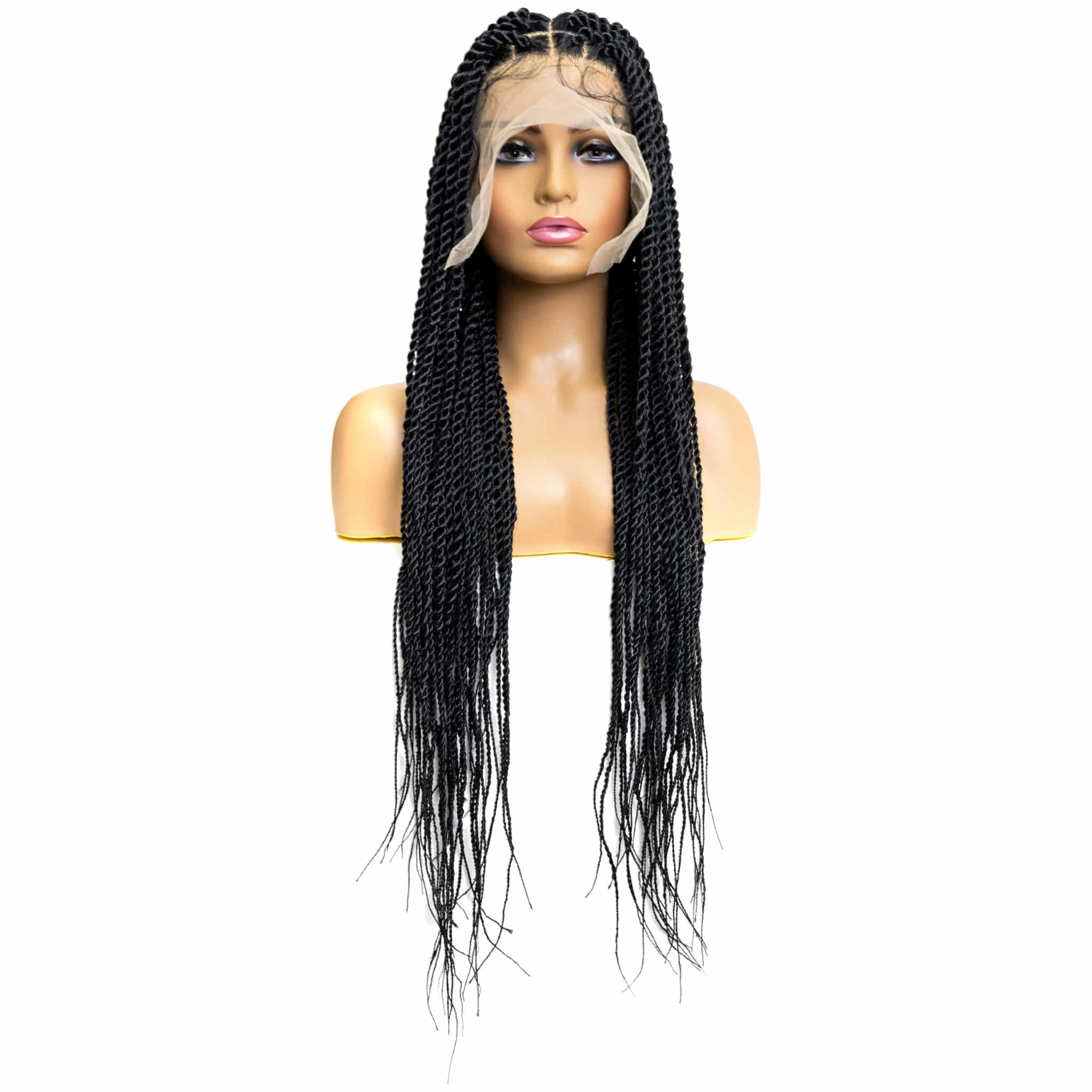 Knotless Senegal Twist 32-inch Full Lace Wig in natural color with HD transparent lace