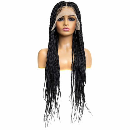 Knotless Senegal Twist 32-inch Full Lace Wig in natural color with HD transparent lace