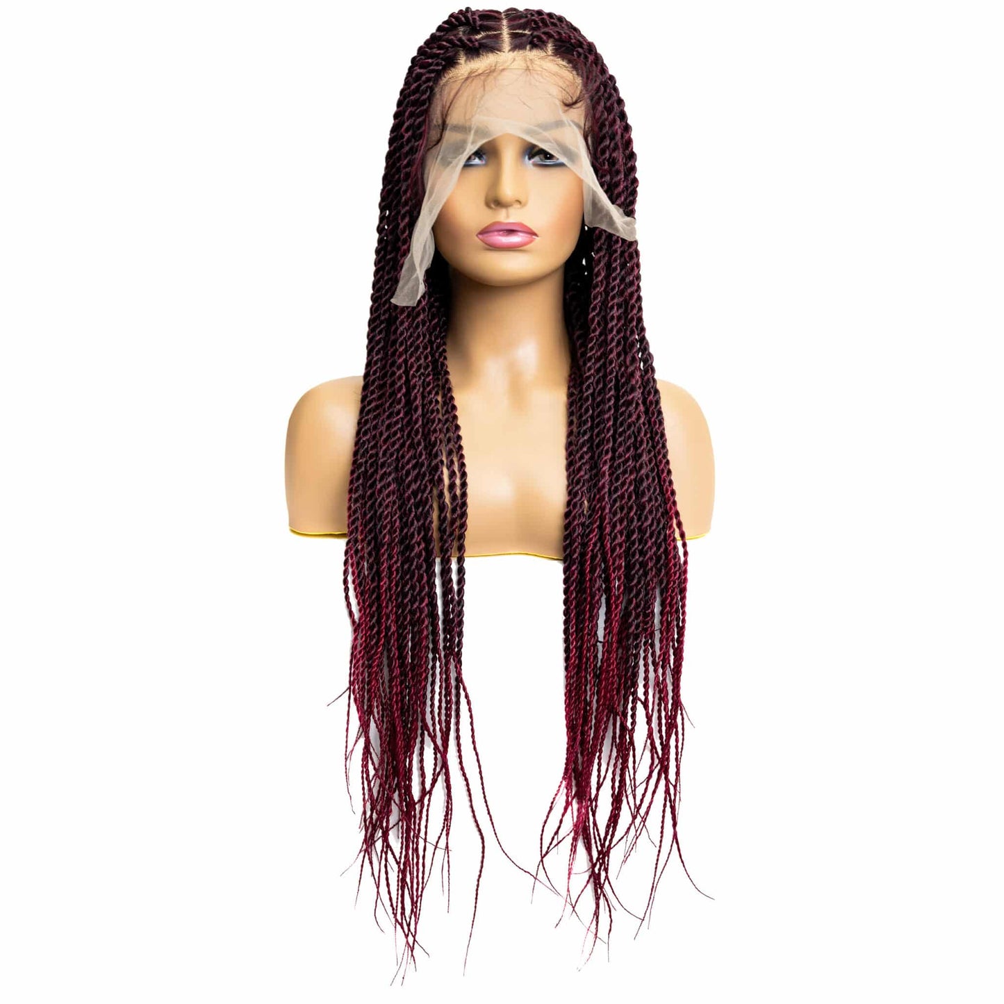 Knotless Senegal Twist 32-inch Full Lace Wig in natural color with HD transparent lace