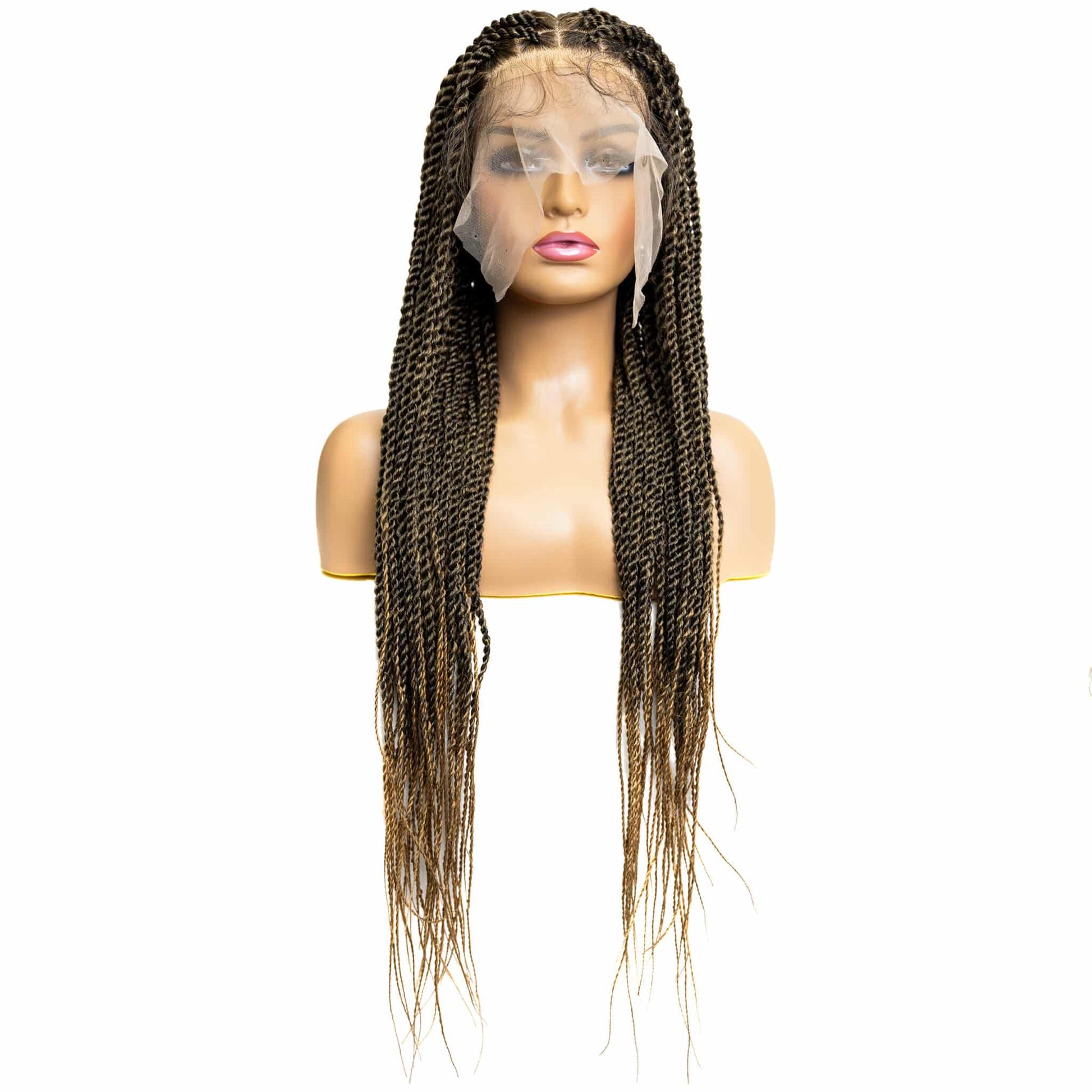 Knotless Senegal Twist 32-inch Full Lace Wig in natural color with HD transparent lace