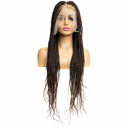 Knotless Senegal Twist 32-inch Full Lace Wig in natural color with HD transparent lace