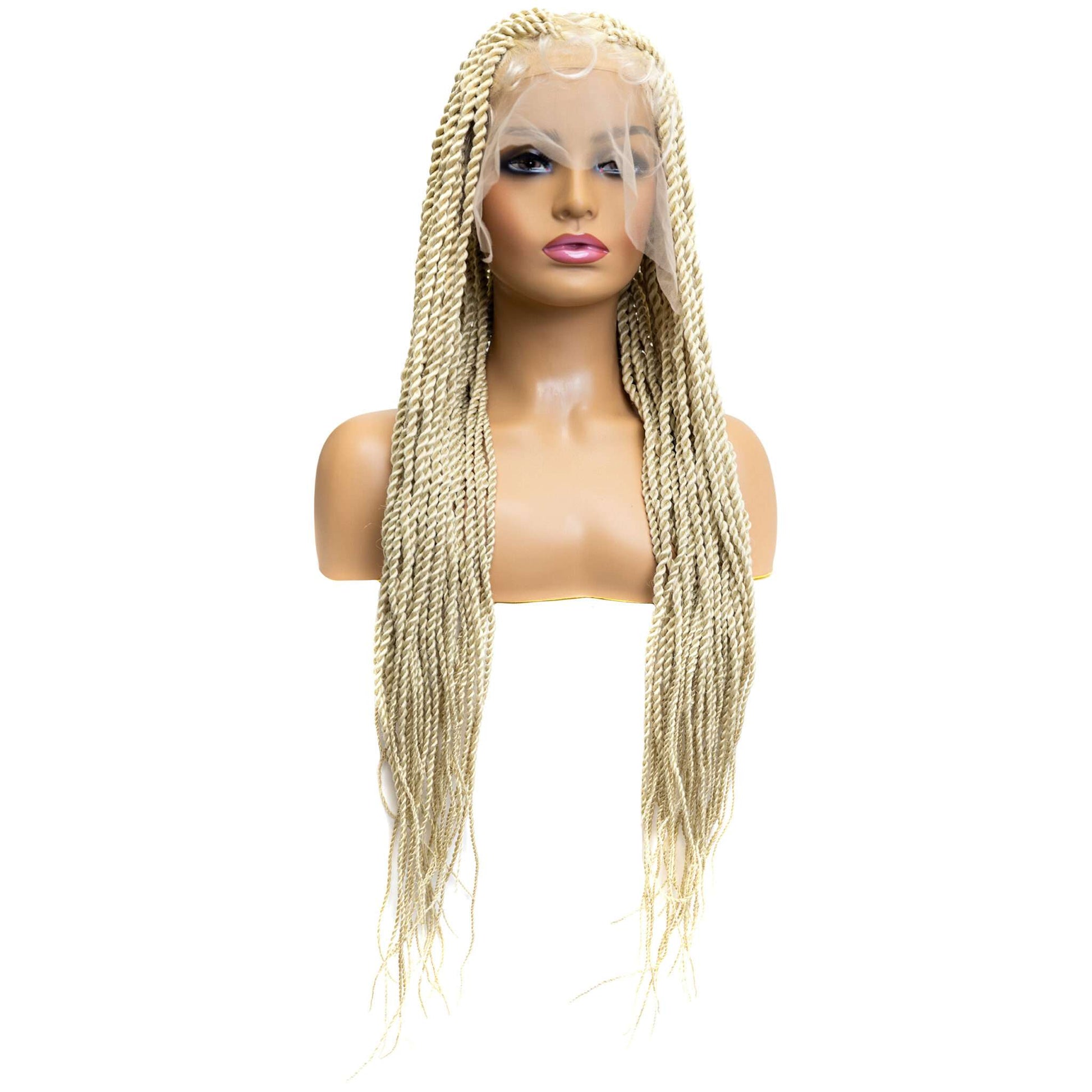 Knotless Senegal Twist 32-inch Full Lace Wig in natural color with HD transparent lace