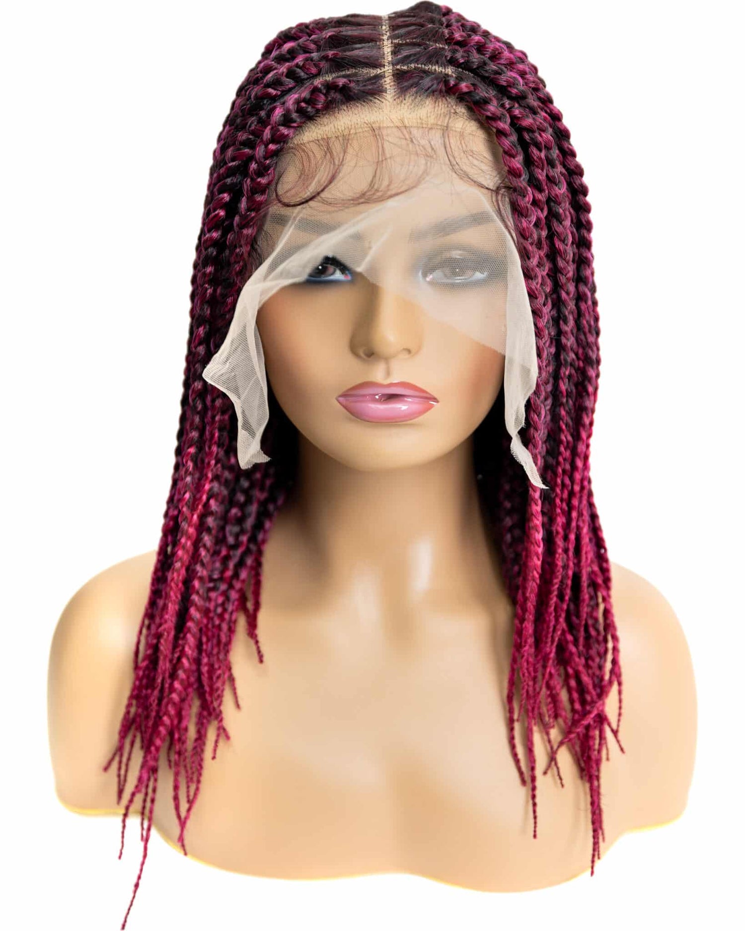 Knotless Box Braid 12-inch Full Lace Wig in natural color with HD transparent lace