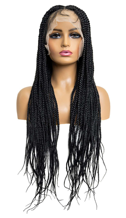 Knotless Square Box Braid Full Lace Wig in natural color with HD transparent lace