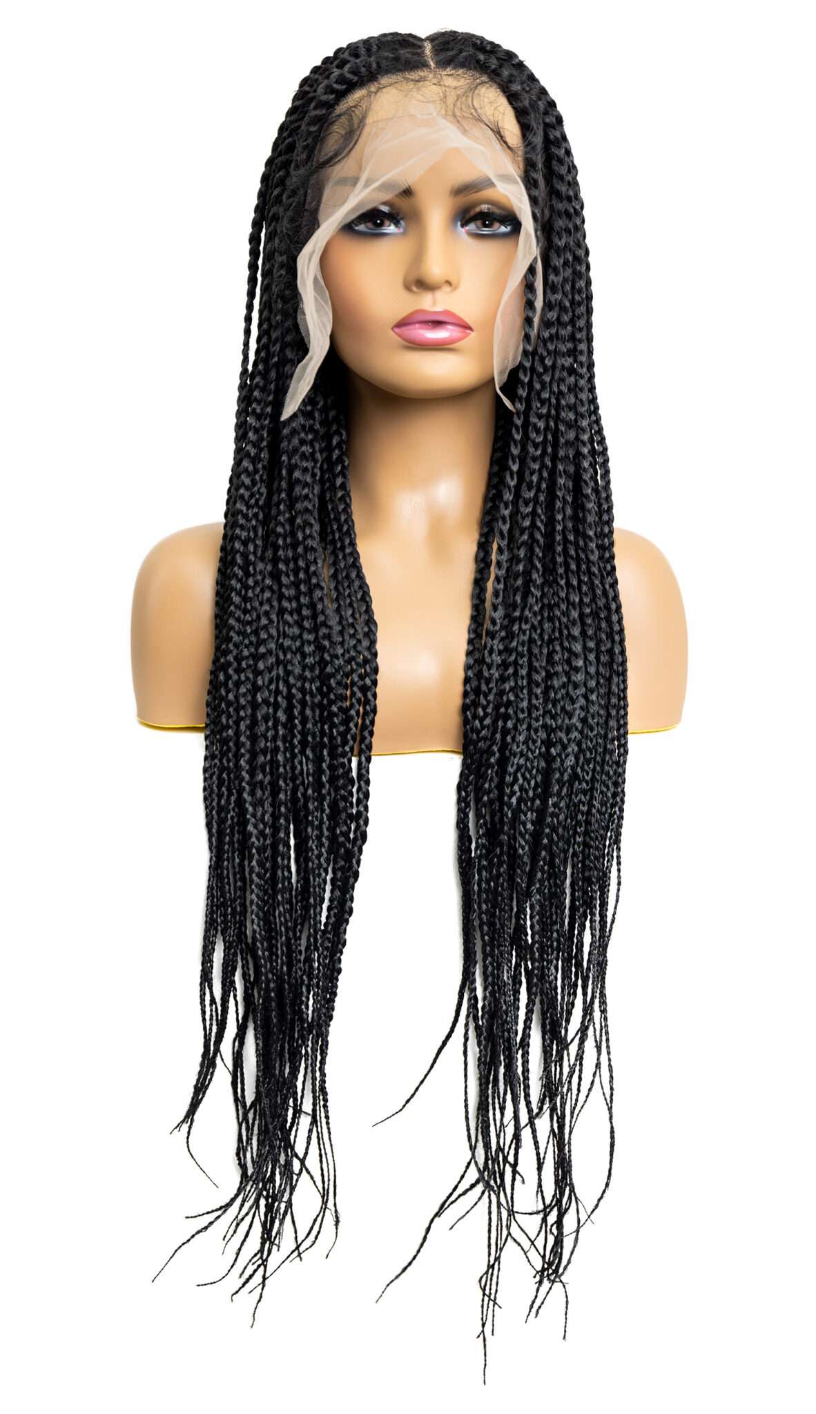 Knotless Square Box Braid Full Lace Wig in natural color with HD transparent lace