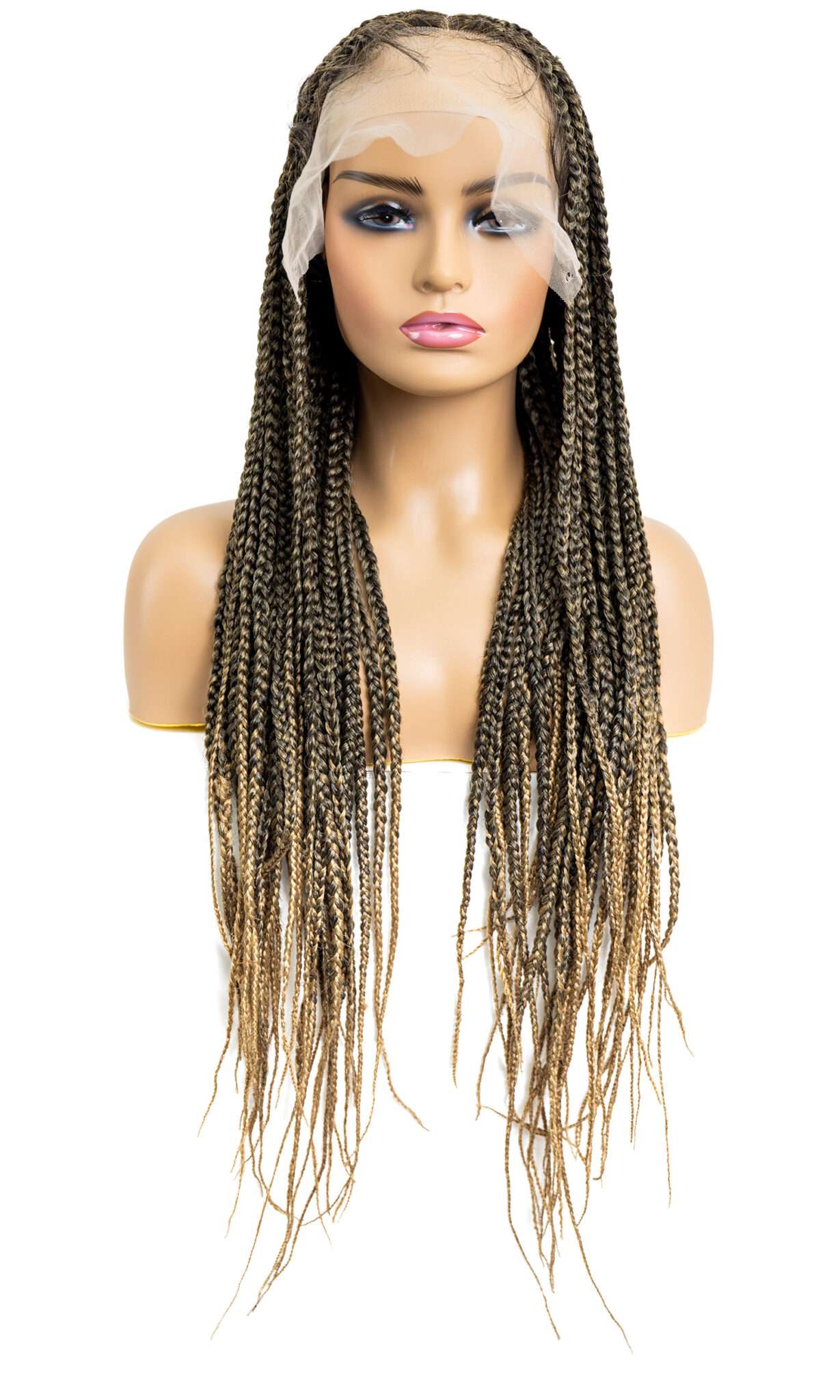 Knotless Square Box Braid Full Lace Wig in natural color with HD transparent lace