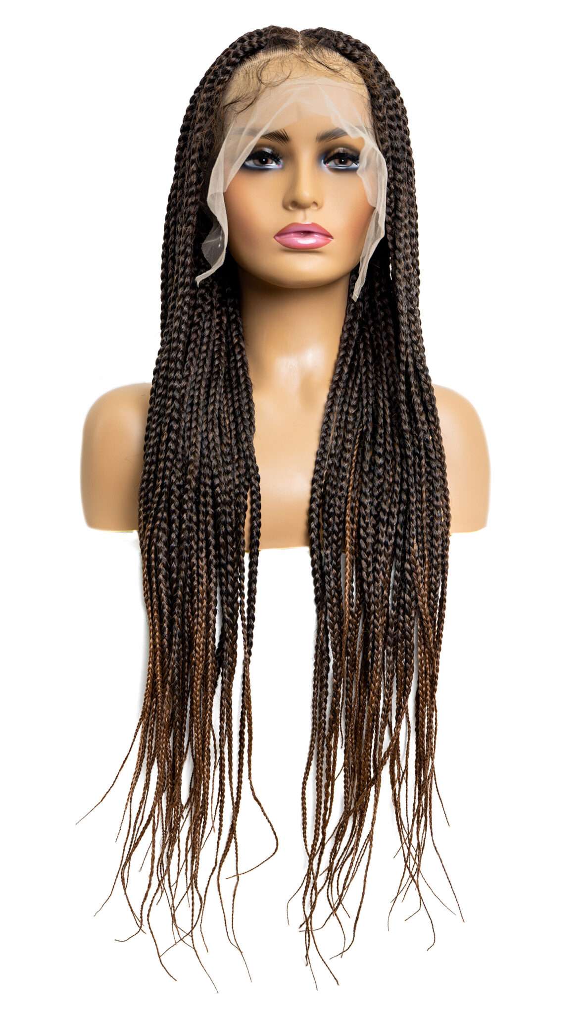 Knotless Square Box Braid Full Lace Wig in natural color with HD transparent lace