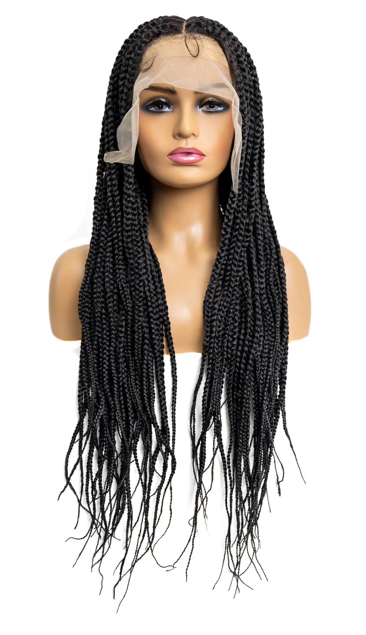 Knotless Square Box Braid Full Lace Wig in natural color with HD transparent lace